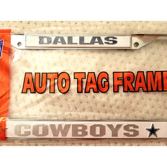Vintage NOS NFL Dallas Cowboys Logo Metal License Plate Frame - Picture 2 of 3